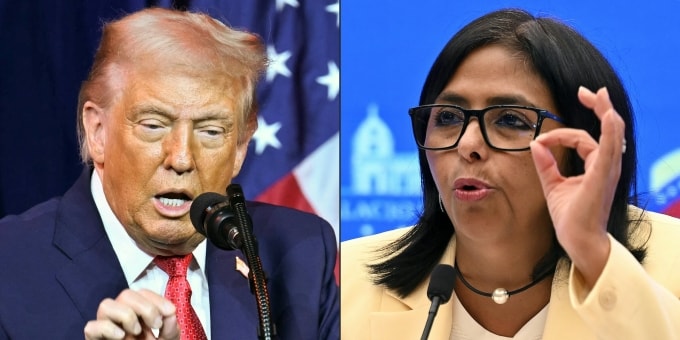 Tổng thống Mỹ Donald Trump (trái) và Tổng thống lâm thời Venezuela Delcy Rodriguez. Ảnh: AP