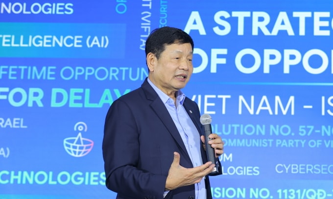 Chủ tịch FPT Trương Gia Bình tại buổi công bố thành lập FPT Israel ngày 13/1.