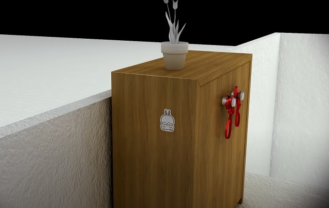 Ảnh minh họa nơi ẩn náu của nạn nhân có một nhãn dán Mashimaro trên giá để giày. Ảnh: SBS