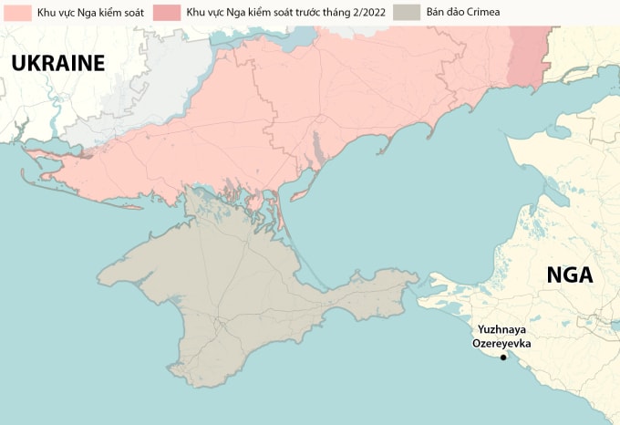 Vị trí khu dân cư Yuzhnaya Ozereyevka thuộc vùng Krasnodar của Nga. Đồ họa: RYV