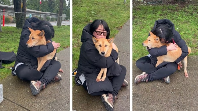 Ji ôm Bami khi gặp lại sau gần hai tháng đi lạc. Ảnh: CBC