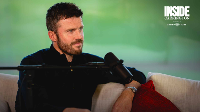 Michael Carrick trong buổi trả lời phỏng vấn trên podcast Inside Carrington sau khi ký hợp đồng làm HLV tạm quyền của Man Utd đến hết mùa 2025-2026. Ảnh: Man Utd