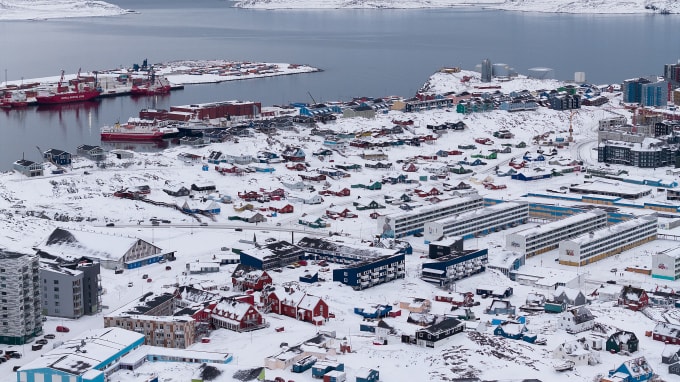 Một khu vực thuộc thủ phủ Nuuk của Greenland ngày 13/1. Ảnh: AFP