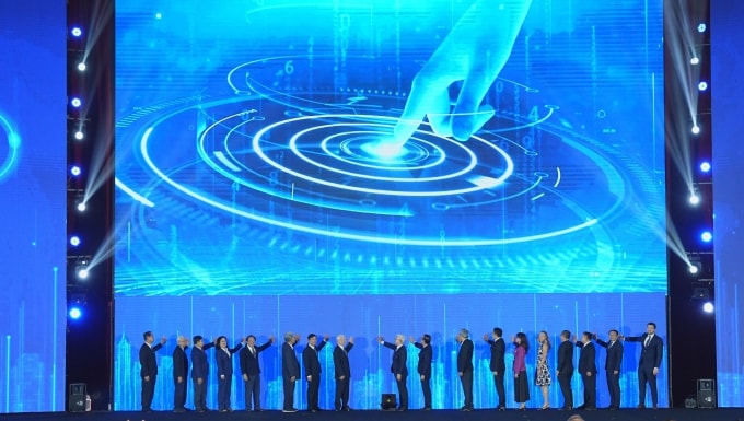 Nghi thức công bố Phát triển Đô thị Khoa học công nghệ phía Bắc TP HCM, sáng 15/1. Ảnh: An Phương