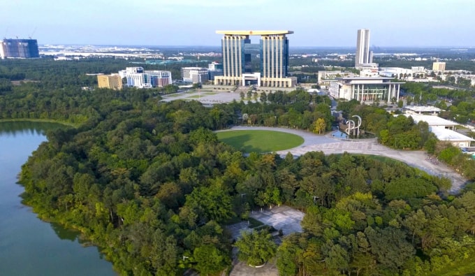 Vùng lõi của Đô thị Khoa học công nghệ phía Bắc TP HCM với Trung tâm hành chính tỉnh Bình Dương được chuyển đổi công năng thành Tòa nhà Khoa học công nghệ. Ảnh: Hương Chi