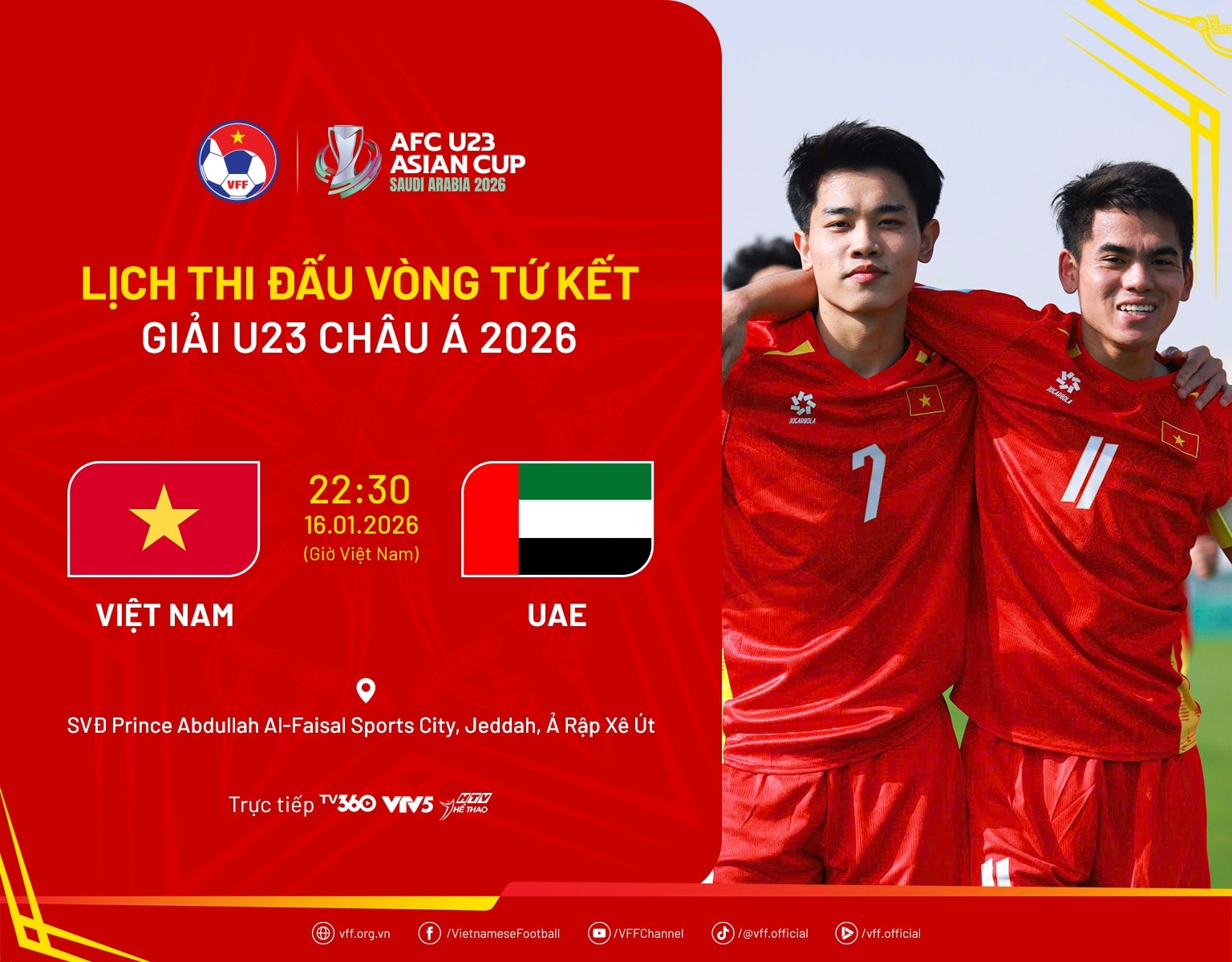 Lịch thi đấu bóng đá hôm nay ngày 15/1-16/1: U23 Việt Nam vs U23 UAE, viết tiếp hành trình lịch sử- Ảnh 1.
