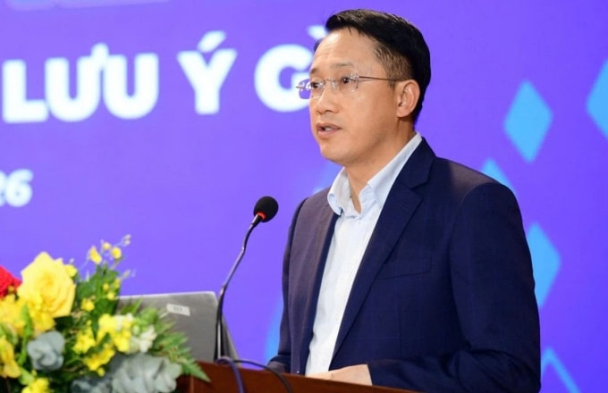 Ông Mai Sơn - Phó cục trưởng Cục Thuế tại hội thảo chiều 15/1. Ảnh: Ban tổ chức cung cấp