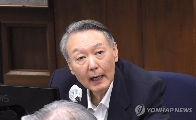 Former President Yoon Suk Yeol makes a final statement as he attends the final hearing of his insurrection trial at the Seoul Central District Court in the capital on Jan. 13, 2026, in this photo provided by the court. A special counsel team requested the death penalty for Yoon over his failed imposition of martial law, describing him as the ringleader of an insurrection who sought to stay in power by seizing control of the judiciary and legislature. But Yoon reiterated his claim of innocence, arguing that the exercise of a presidents constitutional state emergency right cannot constitute an insurrection. (PHOTO NOT FOR SALE) (Yonhap)