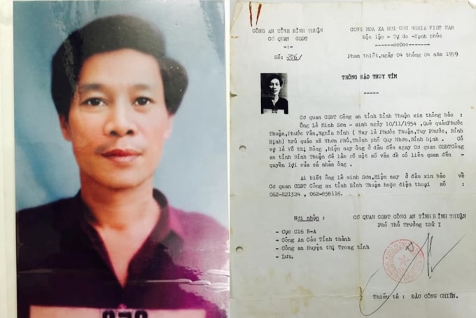 Chân dung hung thủ lúc đang lẩn trốn với tên Lê MInh Sơn. Ảnh: Gia đình nạn nhân cung cấp