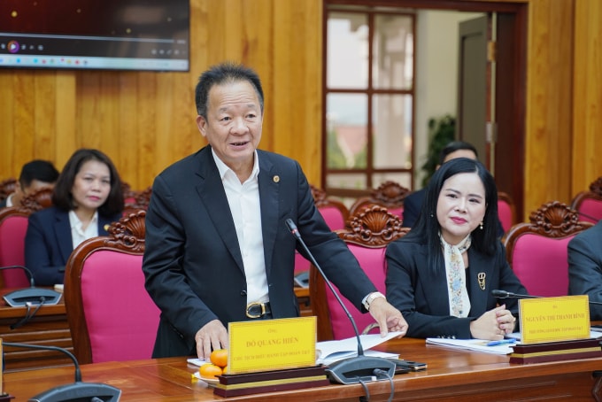 Doanh nhân Đỗ Quang Hiển phát biểu tại sự kiện chiều 15/1. Ảnh: Cổng thông tin điện tử tỉnh Lâm Đồng