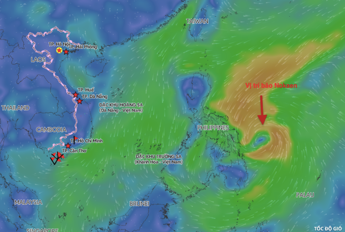 Vị trí bão Nokaen. Ảnh: Hệ thống giám sát thiên tai