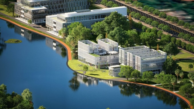 Phối cảnh một phần dự án Khu Công viên công nghệ số và hỗn hợp. Ảnh: FPT