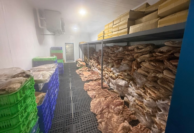 Kho thịt giả khi cảnh sát kiểm tra. Ảnh: Công an TP HCM