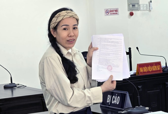 Bị cáo Lan cho biết đến nay mới chỉ nhận kết luận điều tra, không nhận cáo trạng. Ảnh: Bình Nguyên