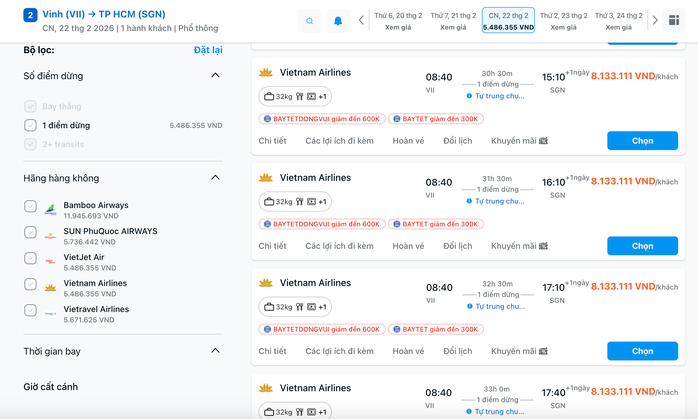 Bất ngờ giá vé máy bay TPHCM - Hà Nội dịp Tết 2026 hạ nhiệt - Ảnh 3.