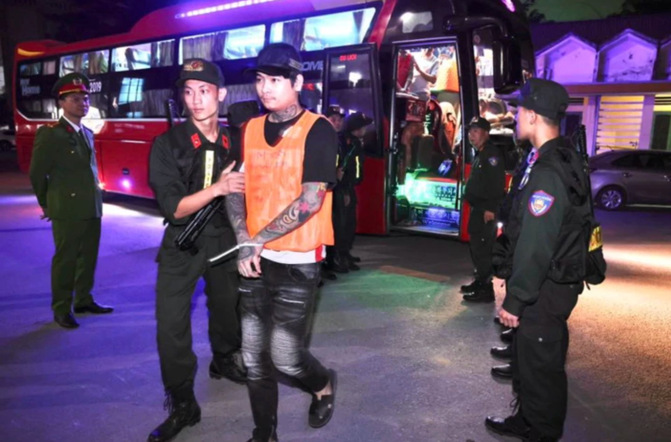 Ổ nhóm lừa đảo bị lực lượng chức năng bắt giữ tại Campuchia. (Ảnh: Công an tỉnh Tuyên Quang)