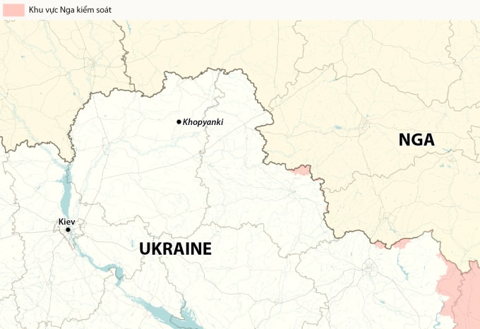 Vị trí khu dân cư Khopyanki, tỉnh Chernihiv. Đồ họa: RYV