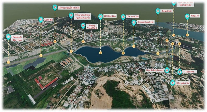 Hồ điều hòa khu vực phường Tây Nha Trang. Đồ họa: Khải An