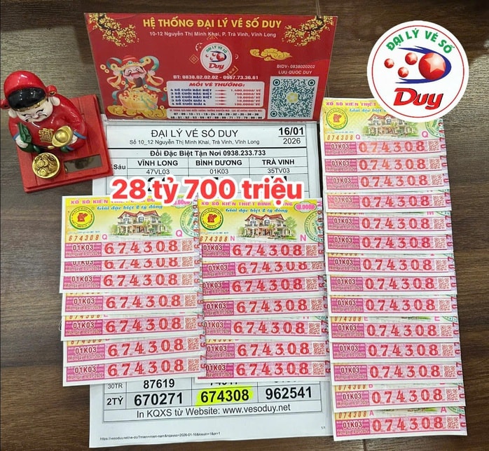 Xổ số miền Nam ngày 17 - 1: Đại lý tìm người trúng độc đắc 28 tờ vé số - Ảnh 3.