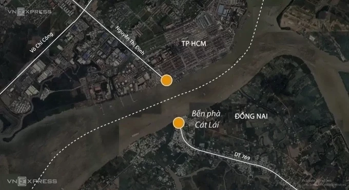 Vị trí xây cầu Cát Lái. Đồ họa: Hoàng Khánh
