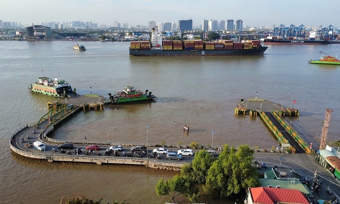 Phà Cát Lái phía Đồng Nai, đối diện là TP HCM, tháng 1/2026. Ảnh: Giang Anh