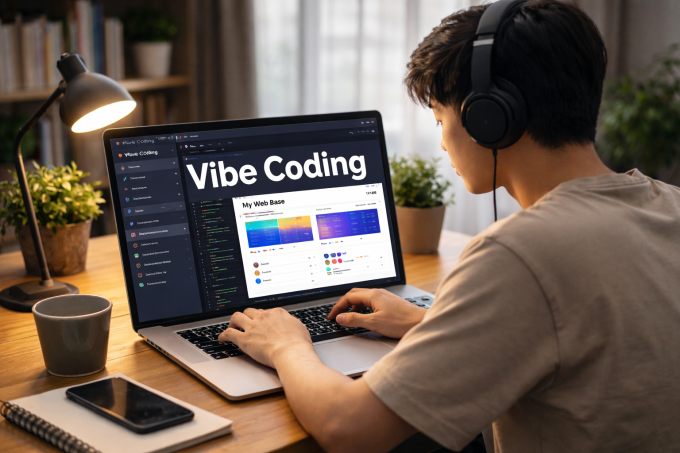 Minh họa một người tạo ứng dụng bằng Vibe Coding. Ảnh: ChatGPT