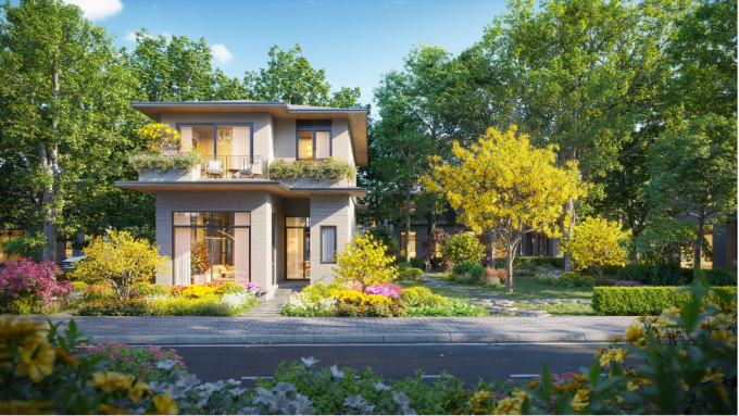 Không gian phân khu Rừng Mai mang dấu ấn của sắc mai vàng, mở đầu cho mùa lễ hội trong năm tại dự án Eco Retreat. Ảnh: Ecopark