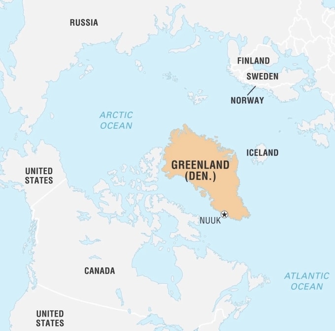 Vị trí Greenland. Đồ họa: Britannica