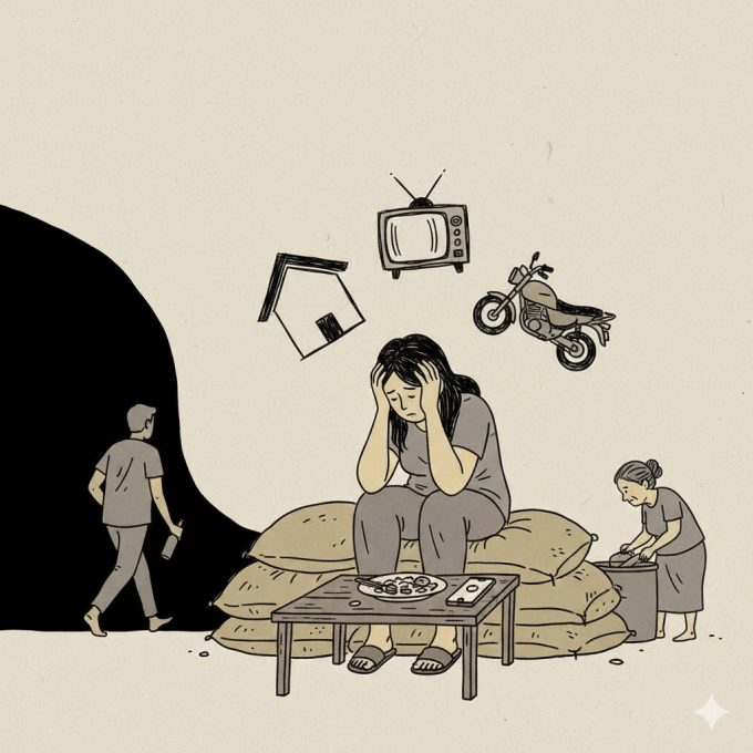 Mẹ chồng hay lấy trộm cám đem bán còn chồng thì đi nhậu tối ngày