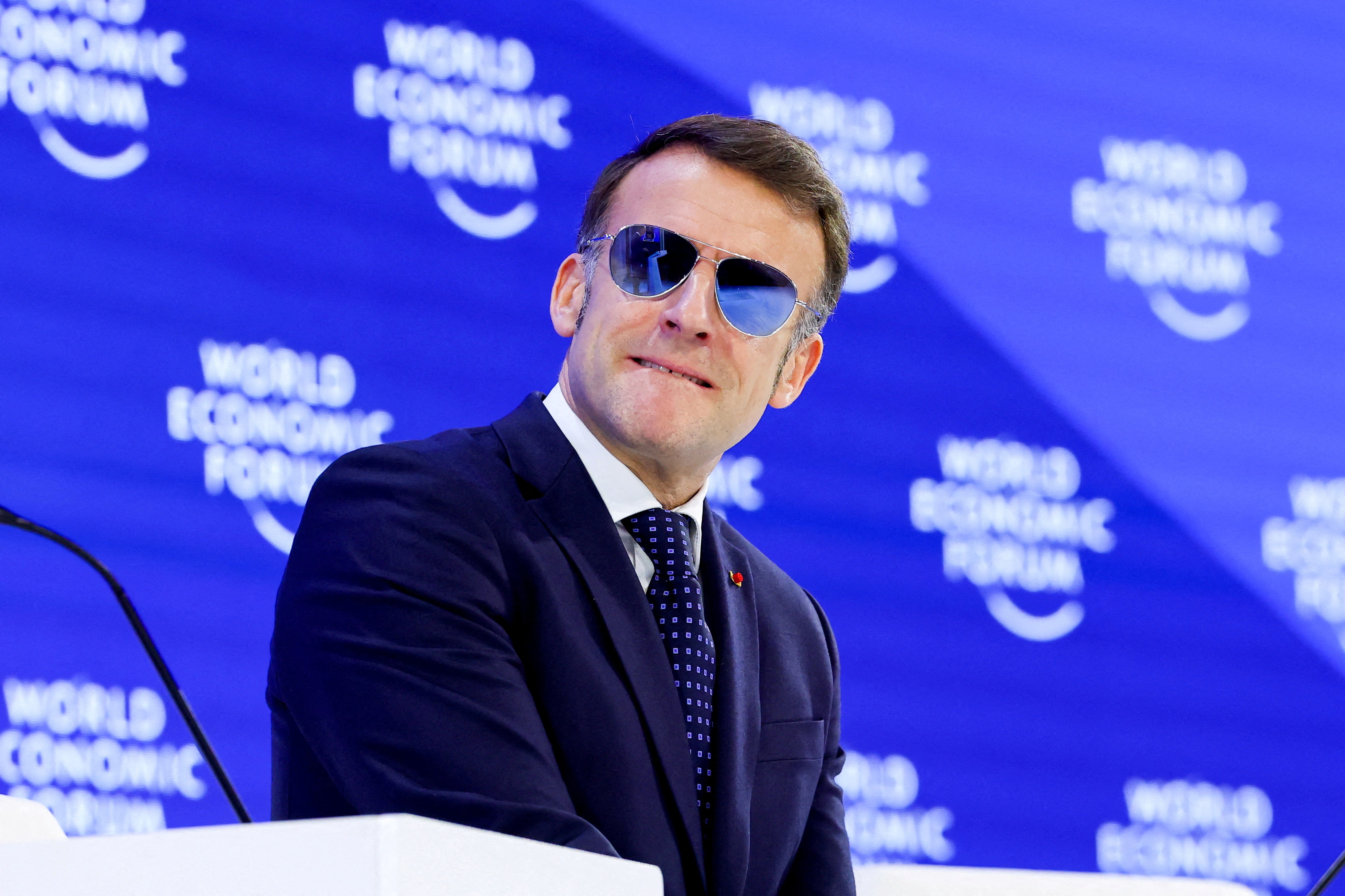 Tổng thống Pháp Emmanuel Macron tham dự Diễn đàn Kinh tế Thế giới (WEF) ở Davos (Ảnh: Reuters)