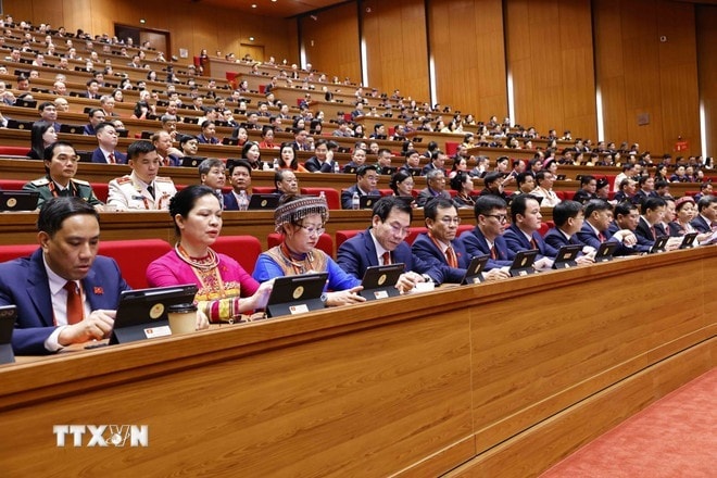 Các đại biểu dự phiên khai mạc Đại hội XIV của Đảng. (Ảnh: TTXVN)