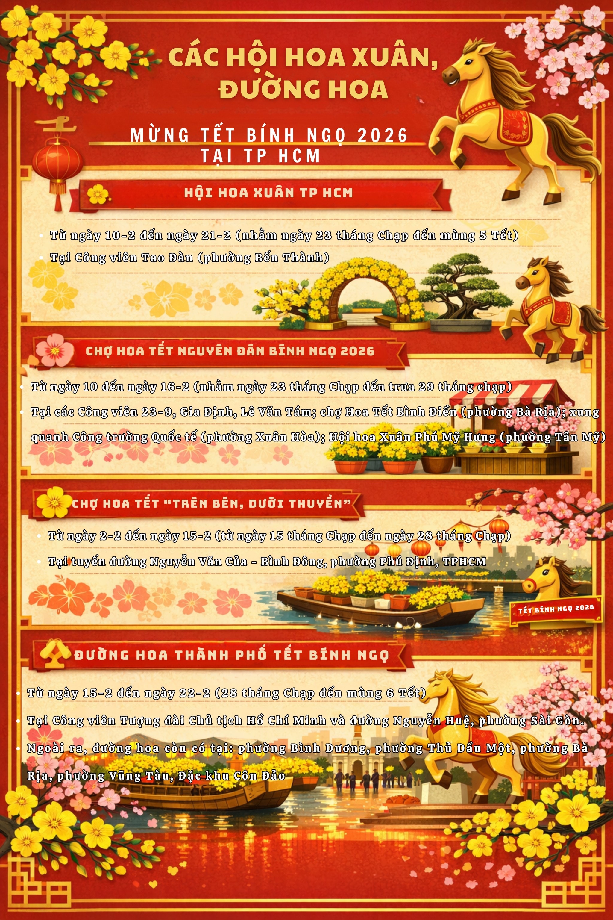 Thông tin về các Hội hoa xuân, đường hoa mừng Tết Bính Ngọ 2026 tại TPHCM - Ảnh 1.