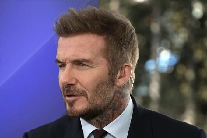 David Beckham, 50 tuổi, trên chương trình Squawk Box ngày 20/1. Ảnh: CNBC