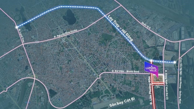 Vị trí của dự án Lumira Ville cùng các tuyến đường lớn tại khu vực. Ảnh: H2H Việt Nam