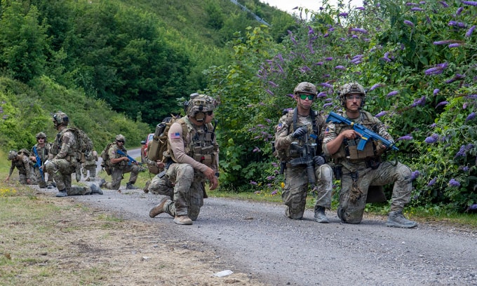 Binh sĩ Mỹ diễn tập tại Anh tháng 7/2025. Ảnh: US Navy
