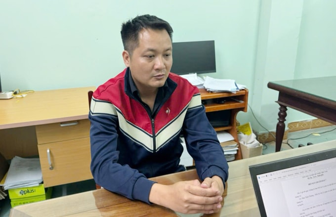 Nguyễn Văn Chung tại cơ quan điều tra. Ảnh: Công an tỉnh Quảng Trị