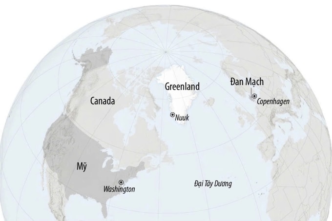 Vị trí Mỹ, Greenland và Đan Mạch. Đồ họa: CNN