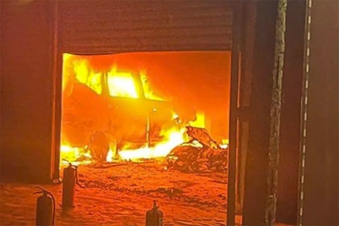 Hiện trường vụ cháy, rạng sáng 22/1. Ảnh: Hùng Lê