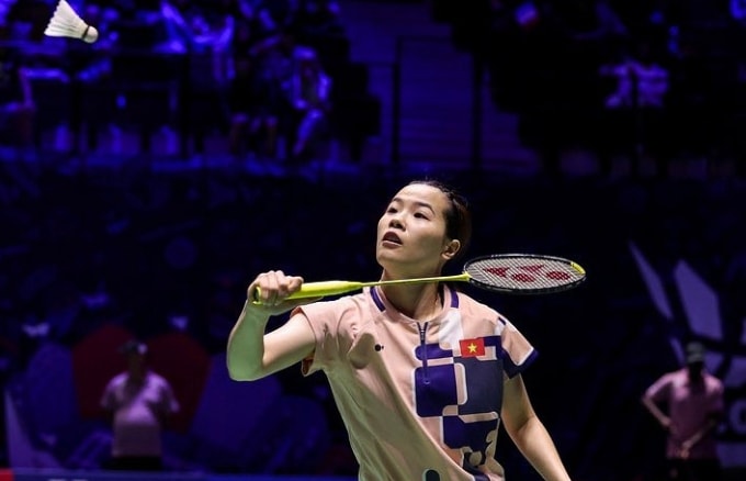 Nguyễn Thùy Linh trong trận thua Pitchamon Opatniputh (Thái Lan) 1-2 ở tứ kết giải cầu lông Indonesia Masters 2026, chiều 23/1.Ảnh: Badmintonphoto