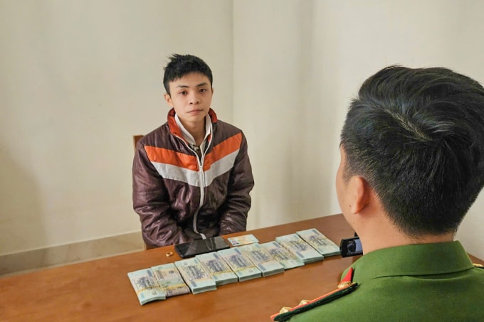 Bị can Nguyễn Trọng Sang tại cơ quan công an. Ảnh: Thành Phước