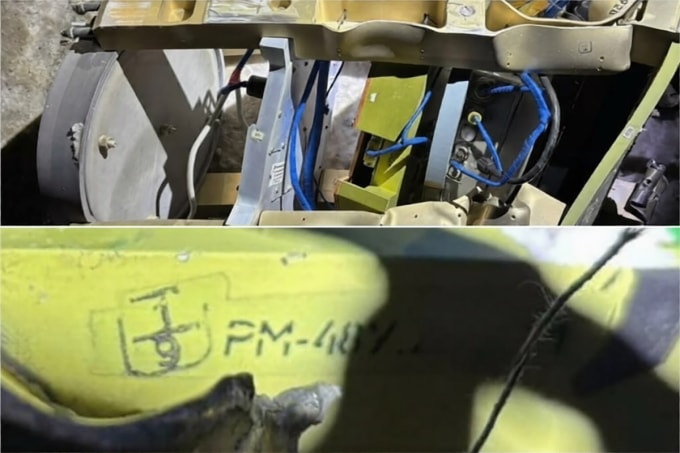 Mảnh vỡ có dòng chữ RM-48U mà Ukraine thu được sau vụ tập kích ngày 20/1. Ảnh: Colonel GSh, Voenny Osvedomitel