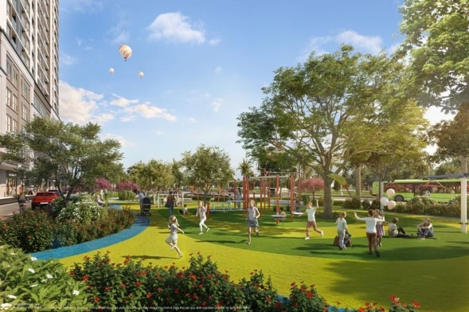 The Sentosa có mật độ xây dựng thấp, phần lớn diện tích dành cho cảnh quan và tiện ích công cộng. Ảnh: Vinhomes