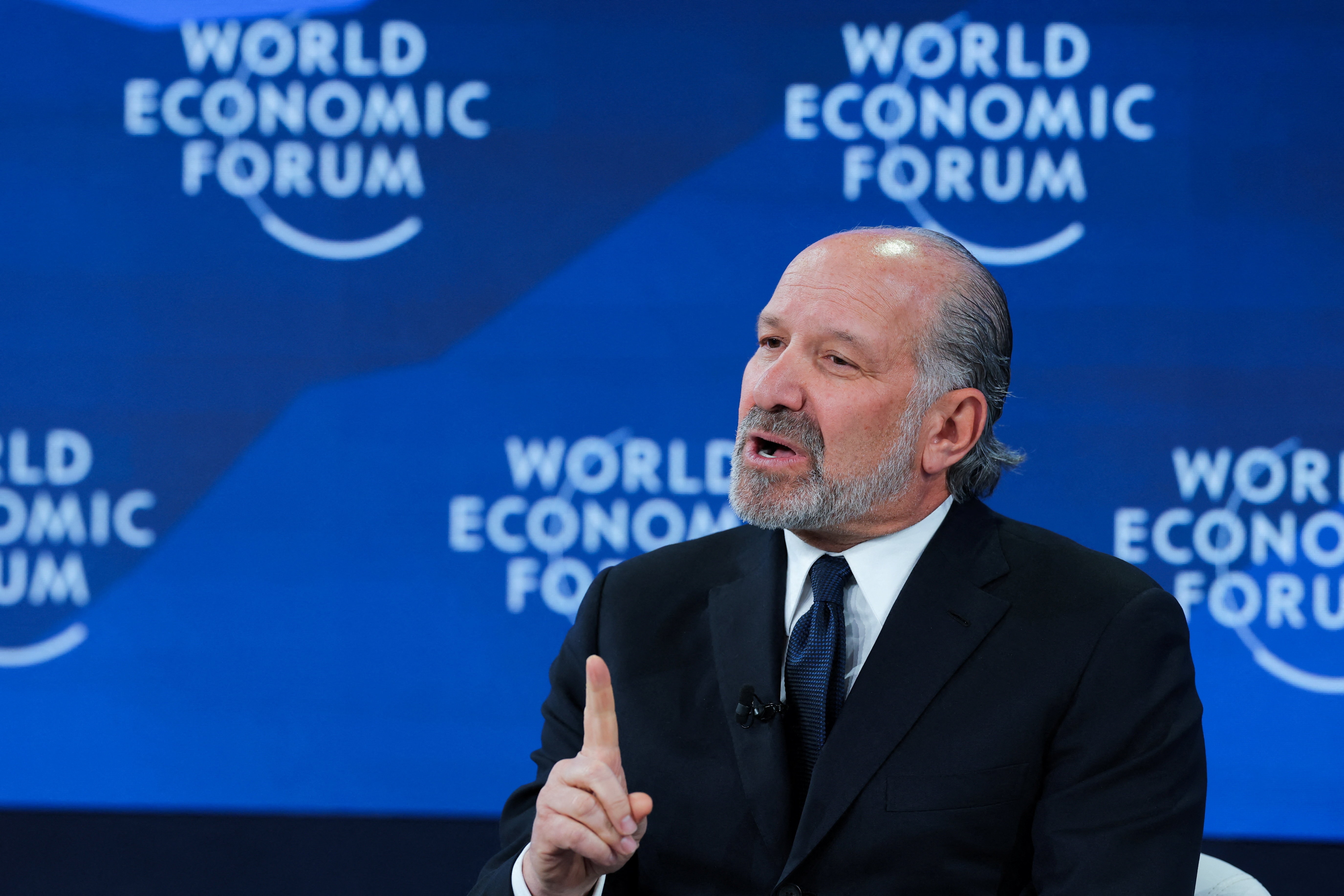 Bộ trưởng Thương mại Mỹ Howard Lutnick phát biểu tại một phiên họp trong khuôn khổ Hội nghị thường niên lần thứ 56 của World Economic Forum (WEF) tại Davos, Thụy Sĩ, ngày 20/1/2026. (Ảnh: Reuters/Denis Balibouse)