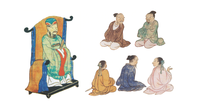 Chúa Nguyễn Phúc Nguyên và triều thần trong Chu ấn thuyền hội quyền (1609).