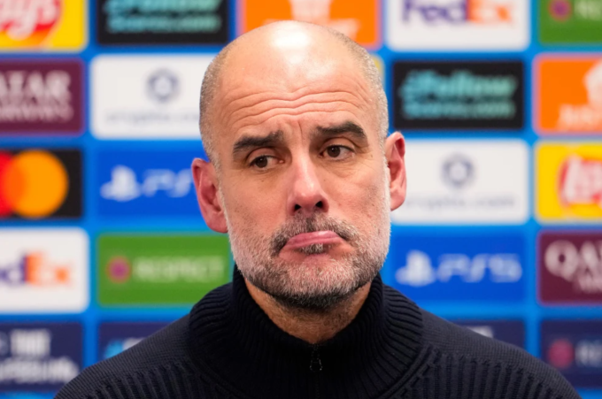 HLV Pep Guardiola trong buổi họp báo sau trận Man City thua Bodo/Glimt 1-3 tại Bodo, Na Uy ngày 20/1/2026. Ảnh: AP