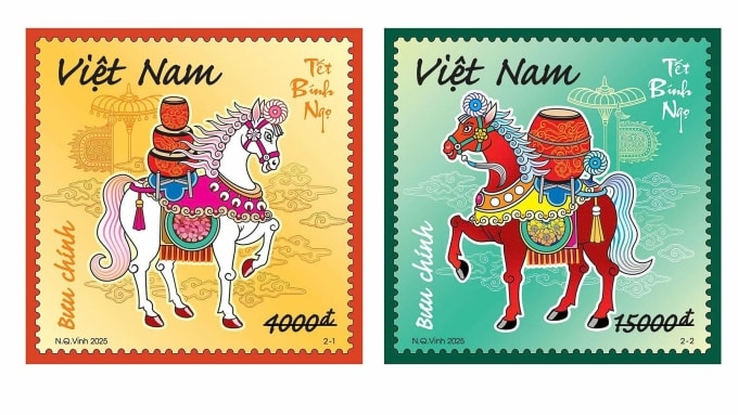 Bộ tem tạo sự hòa hợp âm dương, mang thông điệp về sự bứt phá, thành công. Ảnh: Fanpage họa sĩ