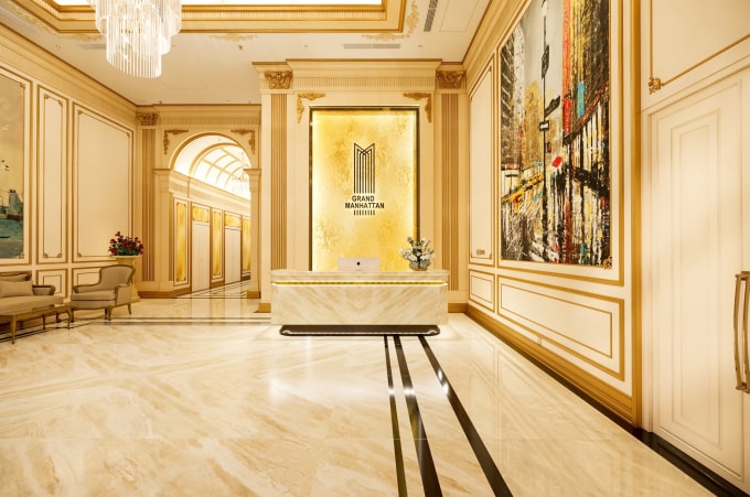 Sảnh tầng trệt tại các tháp của dự án. Ảnh: Novaland