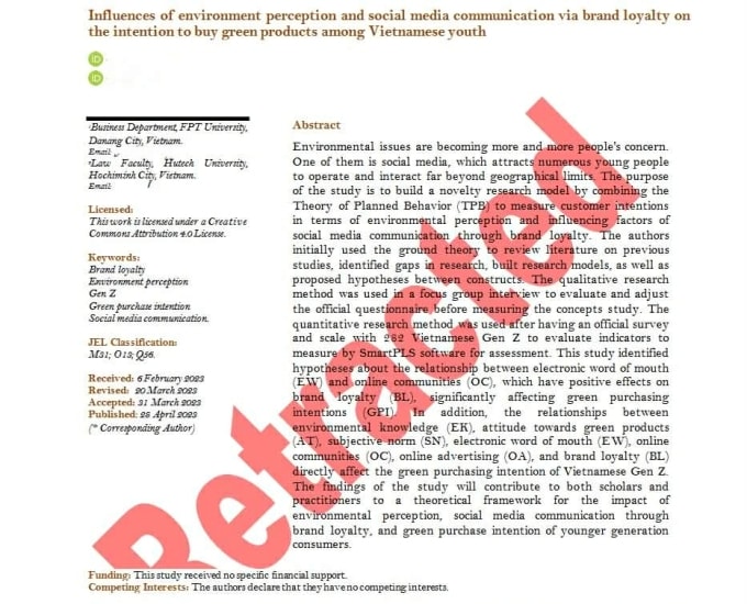 Bài báo đăng trên tạp chí IJAEFA đã bị đóng dấu Retracted (đã gỡ). Ảnh chụp màn hình