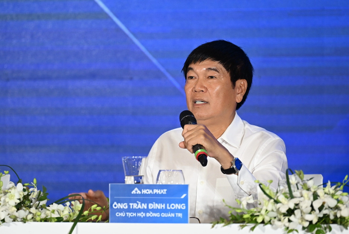 Ông Trần Đình Long - Chủ tịch Hội đồng quản trị Tập đoàn Hòa Phát - trong phiên họp thường niên 2025. Ảnh: HPG
