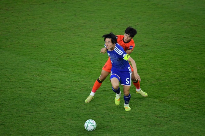 Nhật Bản (áo xanh) thắng Trung Quốc 4-0 ở chung kết U23 châu Á 2026, trên sân Prince Abdullah Al Faisal ở Jeddah, Arab Saudi ngày 24/1/2026. Ảnh: AFC